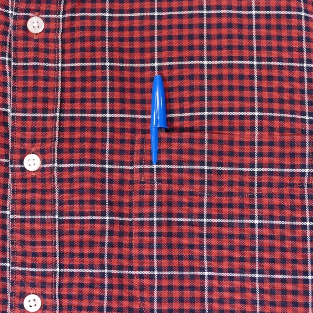 J Crew Oxford Shirt Mens Large SLIM Fit Orange Blue Plaid Button Up Long Sleeve